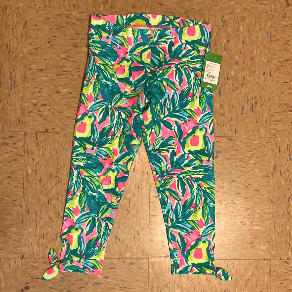 Lilly Pulitzer Girls Yoga Pants Size 8-10 NWT Bright pink & Green Avocado Print